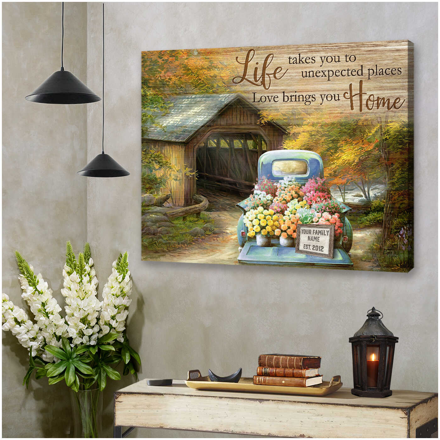 Personalized-Country-Road-And-Floral-Truck-Life-Takes-You-To-Unexpected-Places-Custom-Name-And-Date-Farmhouse-Canvas-Prints-Wall-Art-Decor Personalized Country Road And Floral Truck Life Takes You To Unexpected Places Custom Name And Date Farmhouse Canvas Prints Wall Art Decor