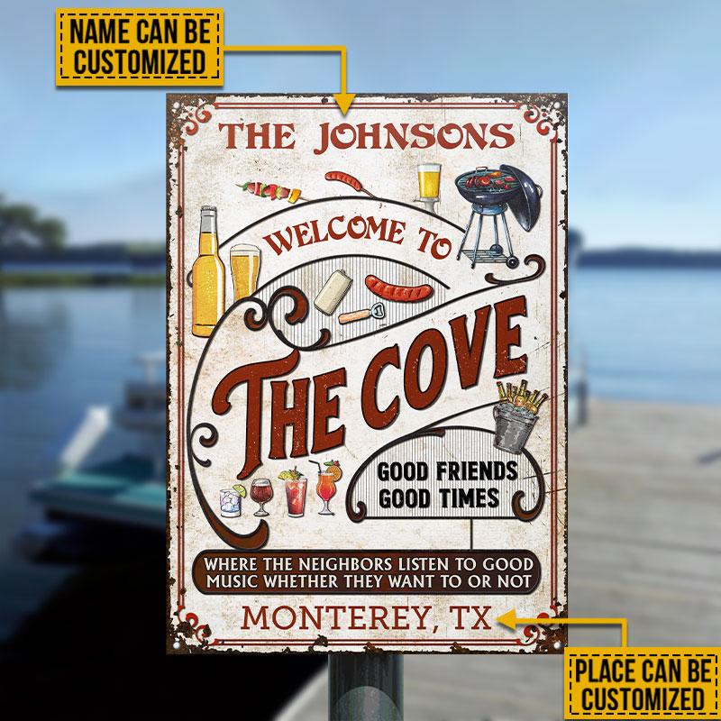 Personalized Cove Grilling Red Listen To The Good Music Vertical Custom Classic Metal Signs