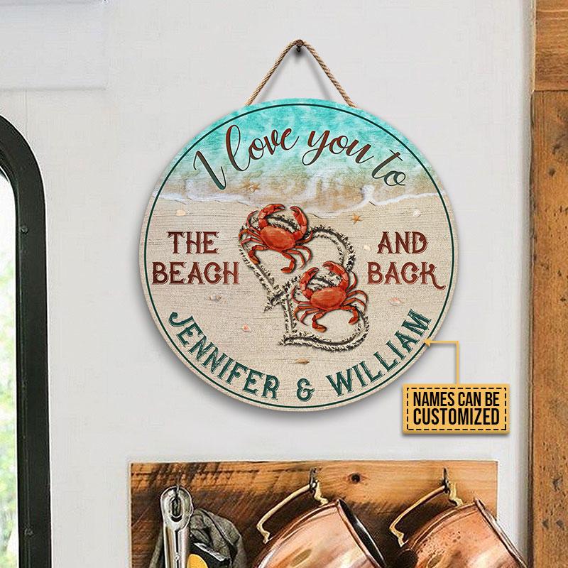Personalized Crab I Love You Customized Wood Circle Sign