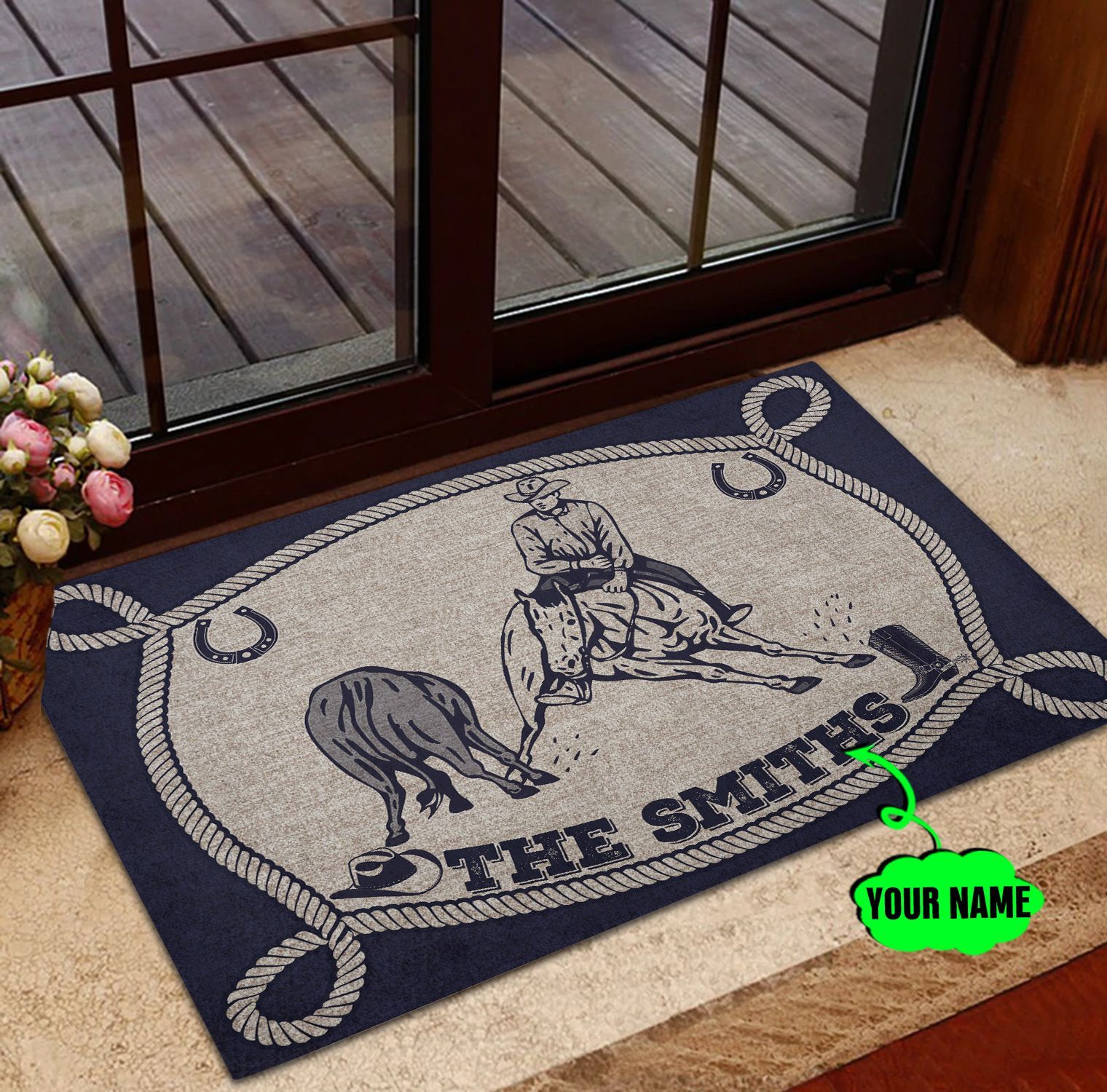 Personalized-Cutting-Horse-Custom-Name-Doormat-Welcome-Mat Personalized Cutting Horse Custom Name Doormat Welcome Mat