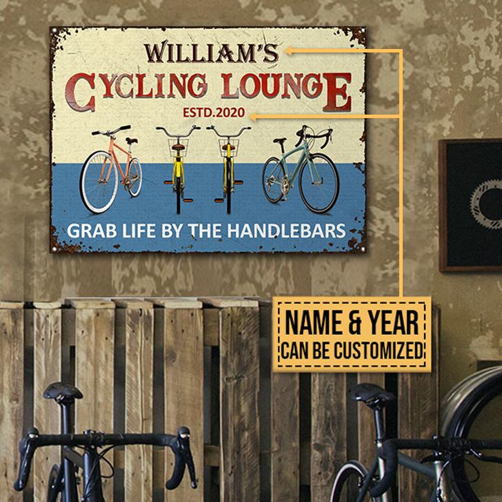 Personalized Cycling Lounge Grab Life Customized Classic Metal Signs