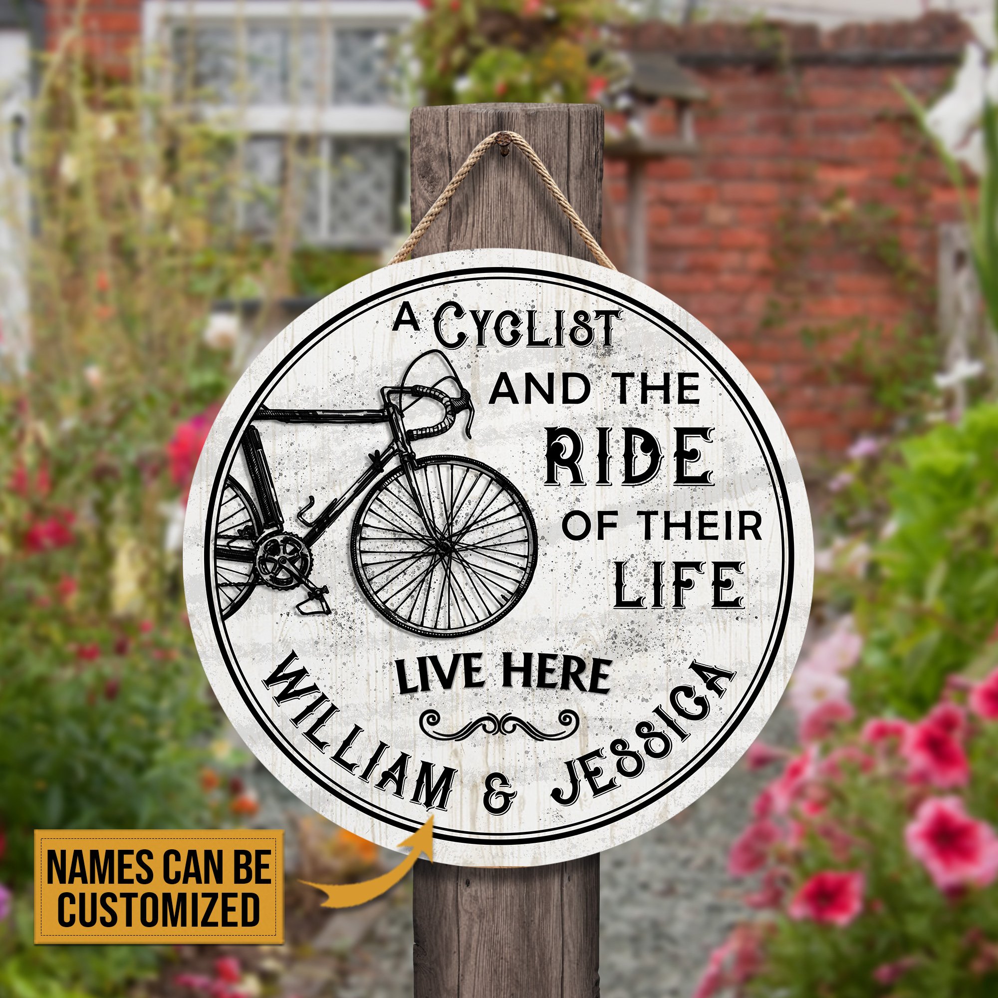 Personalized Cycling Ride Of Life Customized Wood Circle Sign