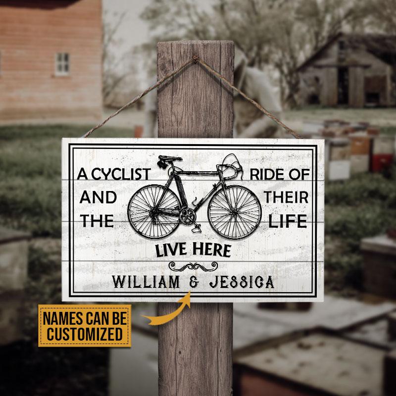 Personalized Cycling Ride Of Life Customized Wood Rectangle Sign