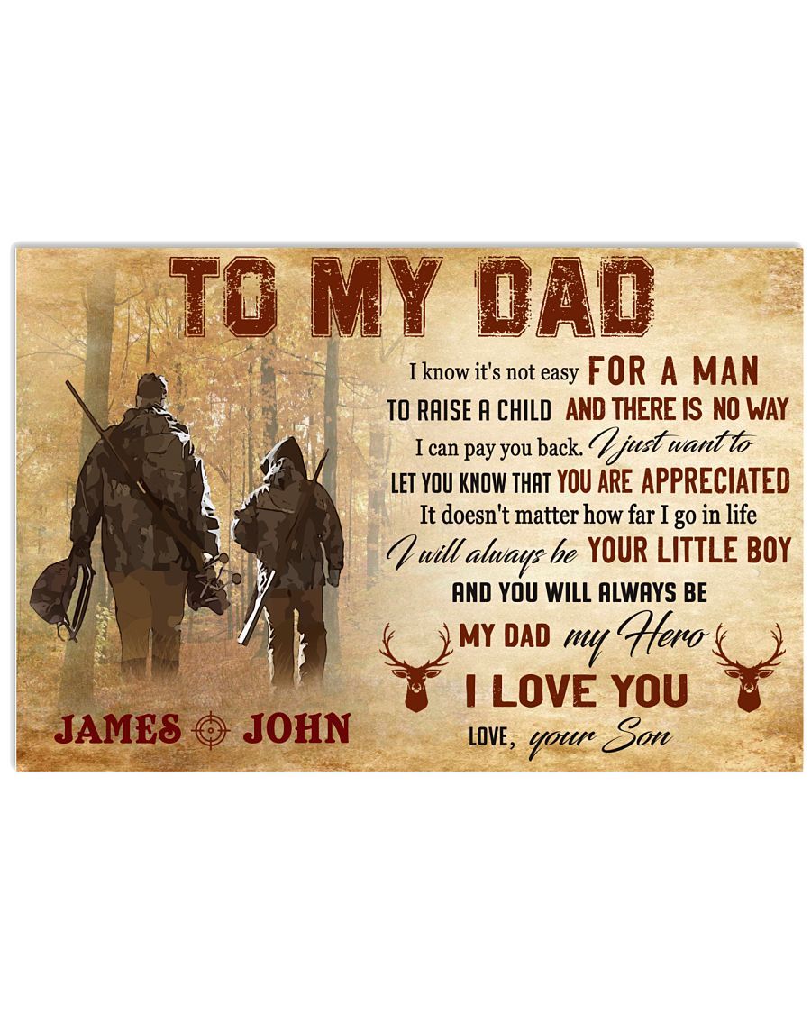 Personalized-Dad-Canvas-Custom-Name-Dad-And-Son-To-My-Dad-I-Know-Its-Not-Easy-For-A-Man-Canvas Personalized Dad Canvas