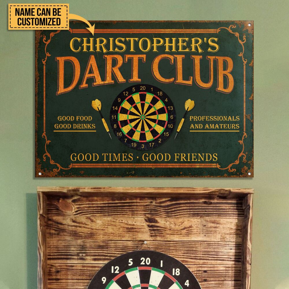 Personalized Darts Club Good Times Good Friends Customized Classic Metal Signs