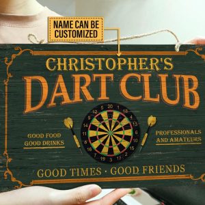 Personalized Darts Club Good Times Good Friends Customized Wood Rectangle Sign 2