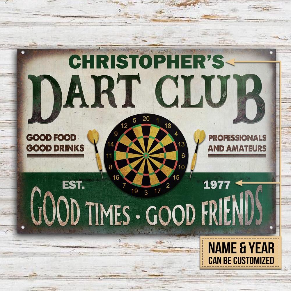 Personalized-Darts-Club-Vintage-Good-Times-Good-Friends-Customized-Classic-Metal-Signs-2 Personalized Darts Club Vintage Good Times Good Friends Customized Classic Metal Signs 2