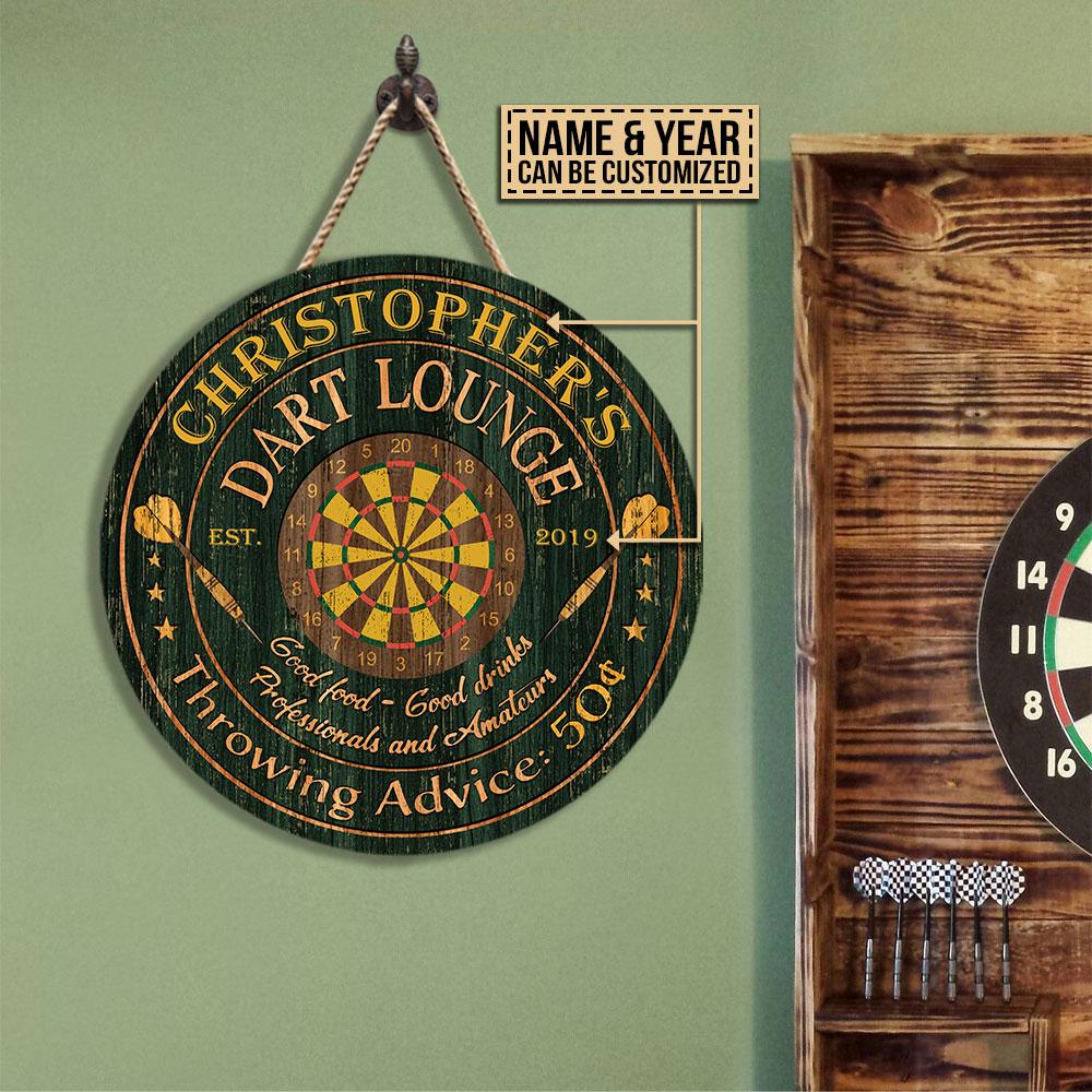 Personalized Darts Lounge Throwing Customized Wood Circle Sign