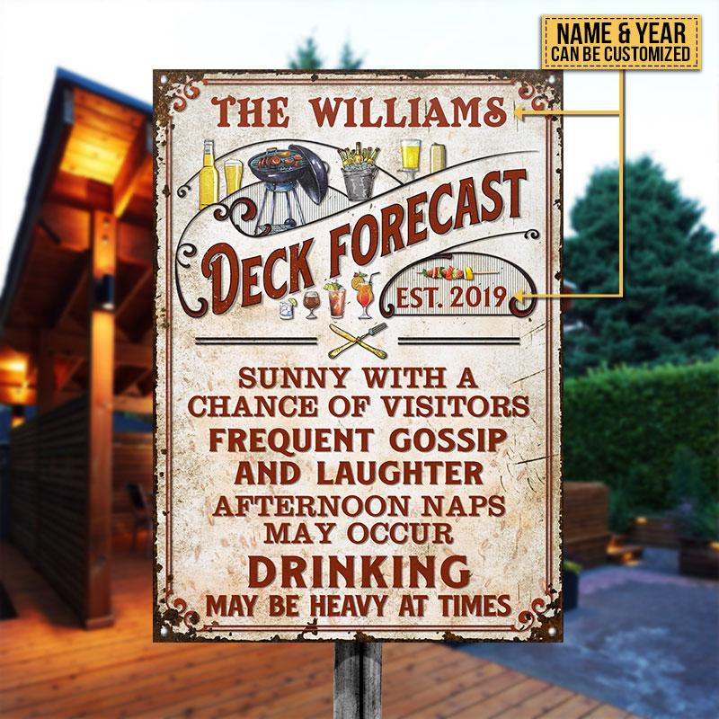 Personalized Deck Forecast Sunny With A Chance Vertical Custom Classic Metal Signs