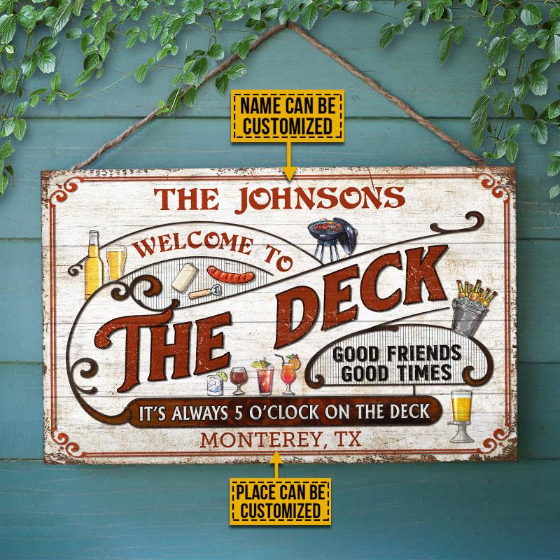 Personalized Deck Grilling Red Always 5 O'Clock Custom Wood Rectangle Sign