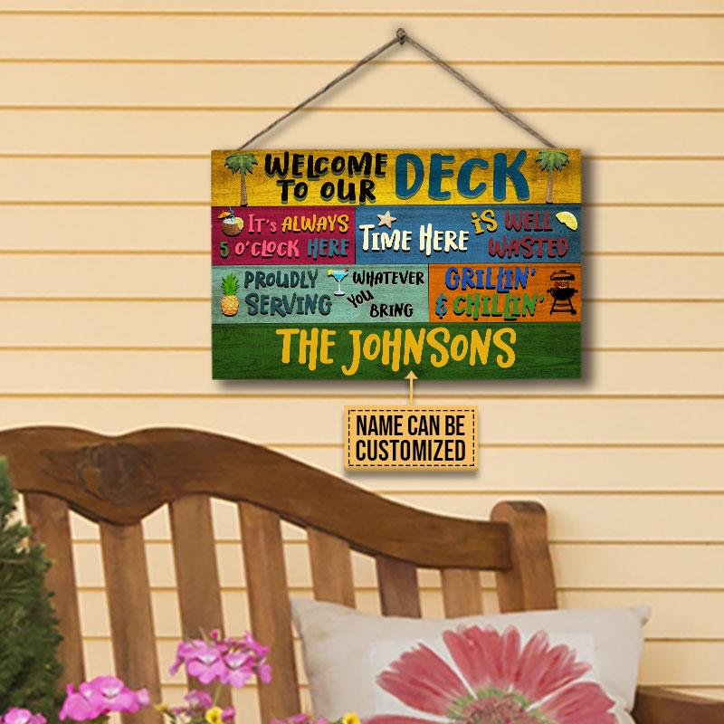 Personalized-Deck-Welcome-Grillin-And-Chillin-Custom-Wood-Rectangle-Sign Personalized Deck Welcome Grillin And Chillin Custom Wood Rectangle Sign