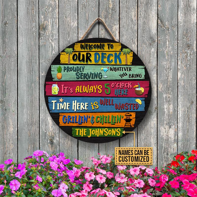 Personalized-Deck-Welcome-To-Custom-Wood-Circle-Sign-1 Personalized Deck Welcome To Custom Wood Circle Sign 1