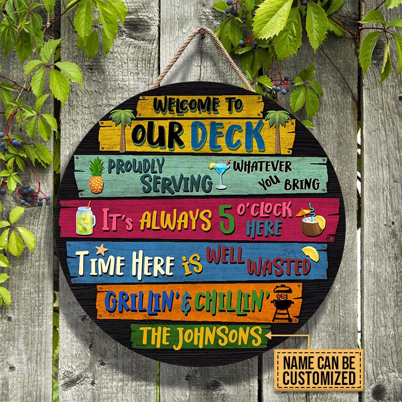 Personalized-Deck-Welcome-To-Custom-Wood-Circle-Sign-2 Personalized Deck Welcome To Custom Wood Circle Sign 2