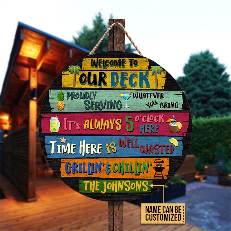 Personalized Deck Welcome To Custom Wood Circle Sign