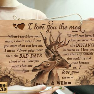 Personalized Deer I Love You Customized Wood Rectangle Sign 2