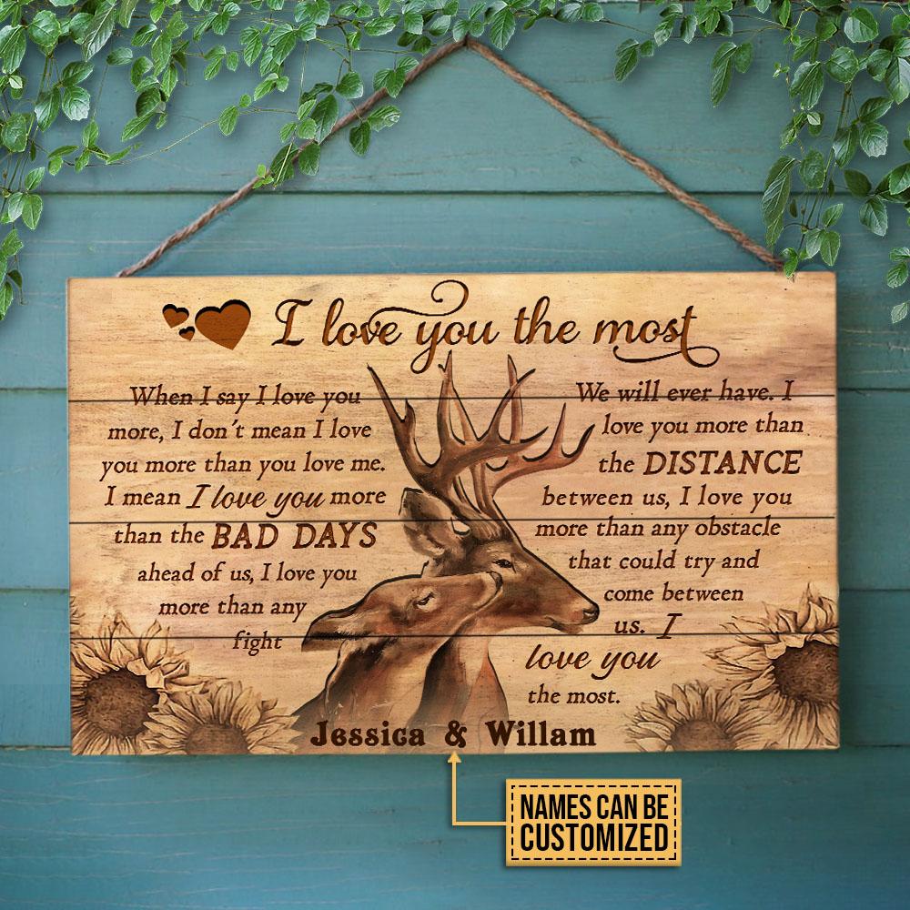 Personalized Deer I Love You Customized Wood Rectangle Sign