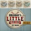 Personalized Deer Little Man Cave Custom Wood Circle Sign
