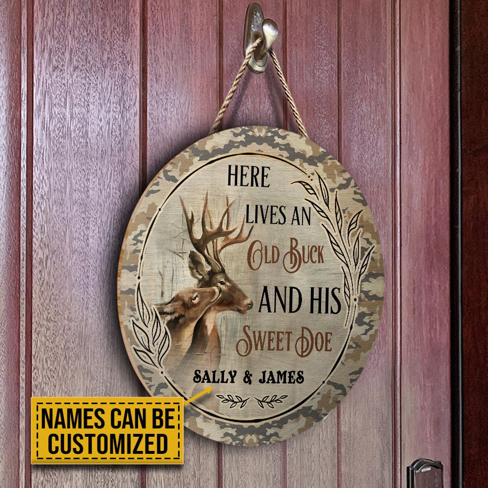 Personalized-Deer-Lives-Old-Buck-Sweet-Doe-Customized-Wood-Circle-Sign-2 Personalized Deer Lives Old Buck Sweet Doe Customized Wood Circle Sign 2