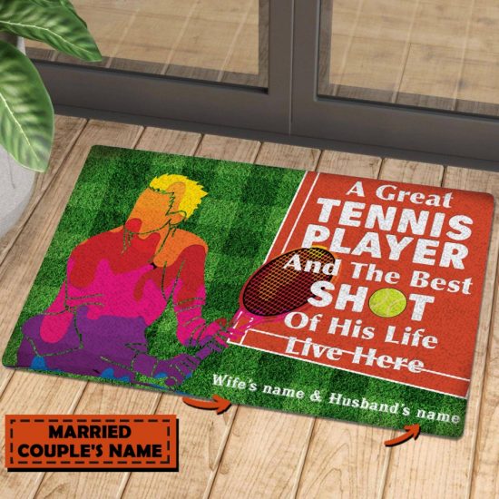 Personalized Doormat Welcome Mat A Great Tennis Player Custom Name