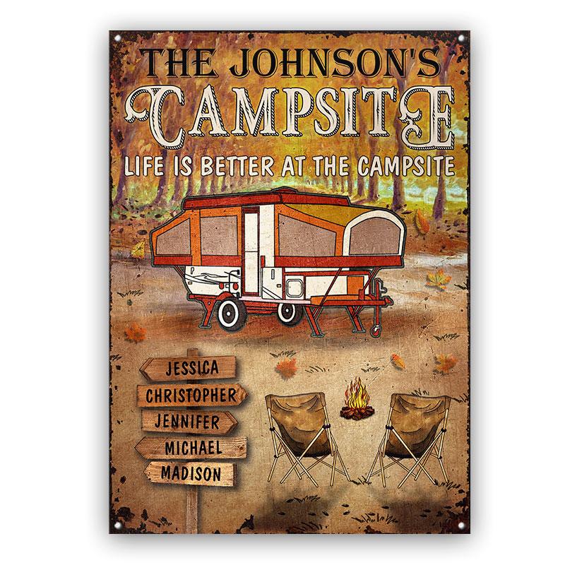 Personalized Fall Camping Life Is Better At The Campsite Custom Classic Metal Signs