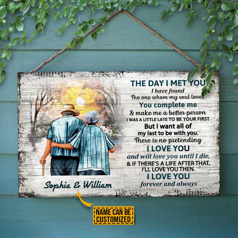 Personalized Family Africa Old Couple The Day I Met Custom Wood Rectangle Sign