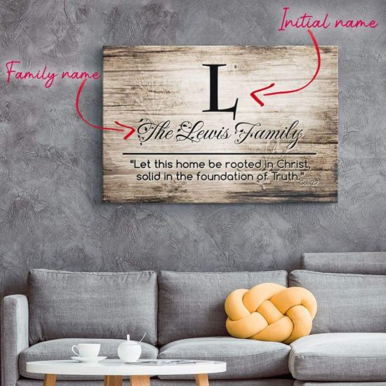 Personalized Family Name Wall Art: Let This Home Be Rooted In Christ Canvas Art