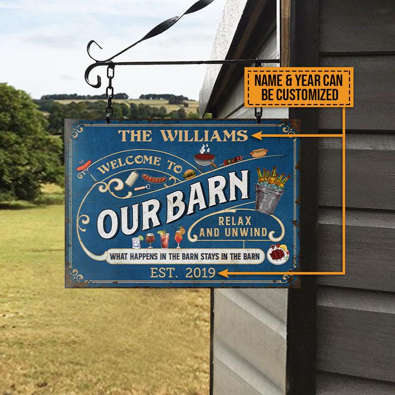 Personalized Farm Barn What Happens Custom Classic Metal Signs