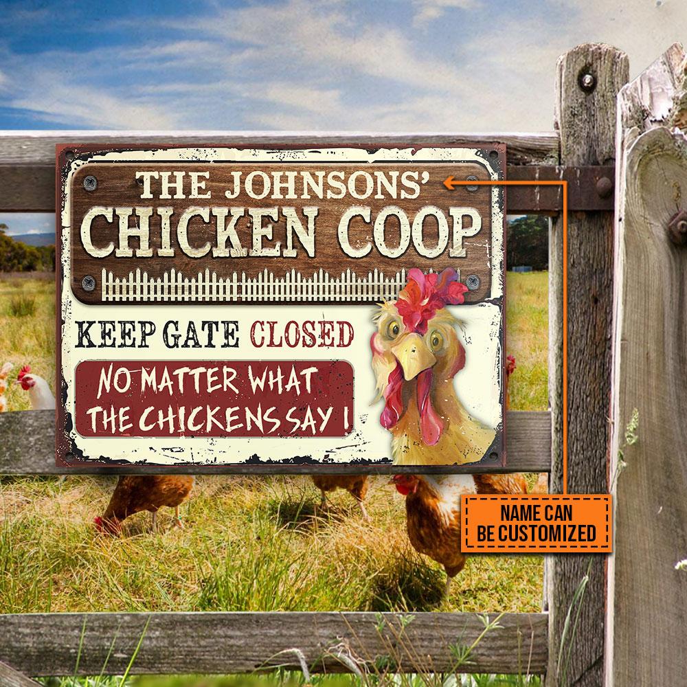 Personalized Farm Chicken Coop Keep Gate Closed Custom Classic Metal ...