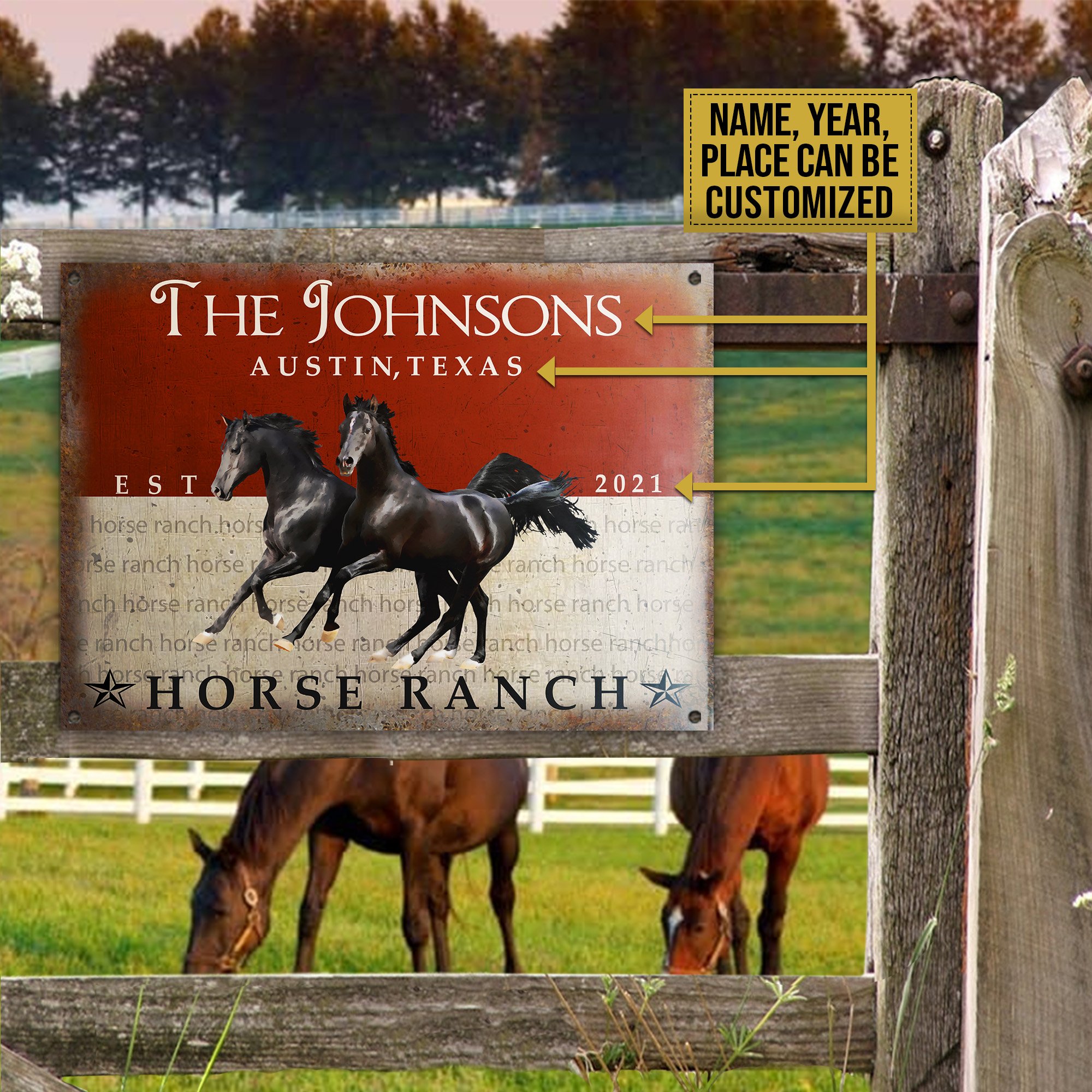 Personalized Farm Horse Ranch Customized Classic Metal Signs
