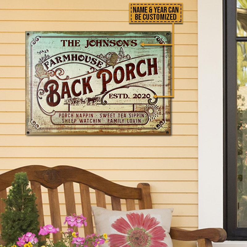 Personalized Farmhouse Back Porch Family Lovin Customized Classic Metal Signs