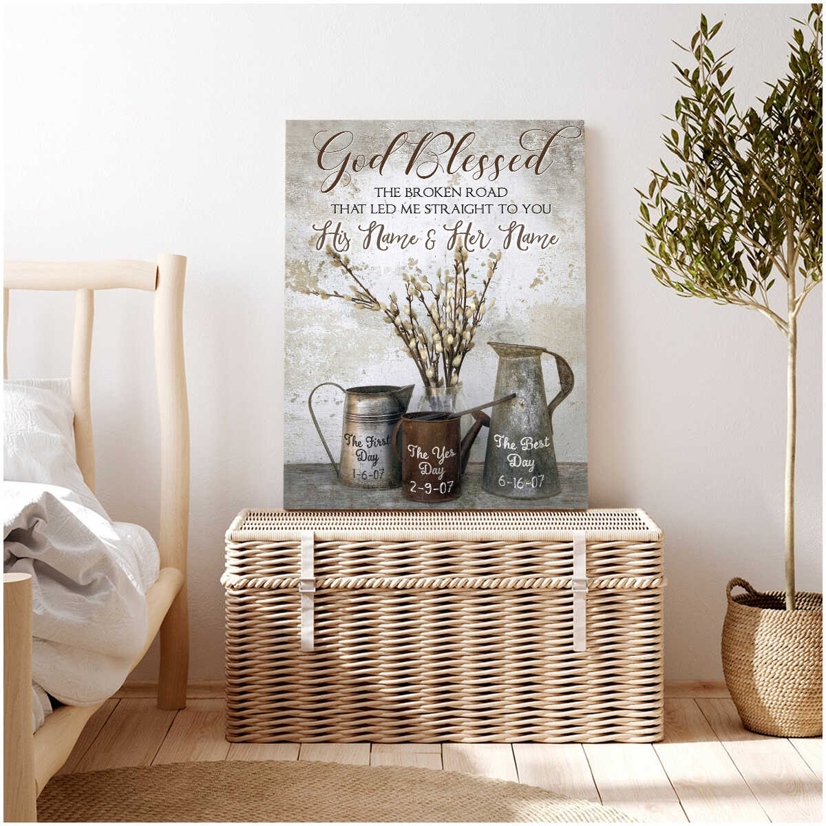Personalized-Farmhouse-Decoration-And-Pussy-Willow-God-Blessed-The-Broken-Road-Custom-Name-And-Date-Farmhouse-Canvas-Prints-Wall-Art-Decor-2 Personalized Farmhouse Decoration And Pussy Willow God Blessed The Broken Road Custom Name And Date Farmhouse Canvas Prints Wall Art Decor 2