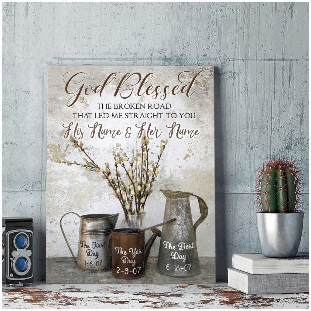 Personalized-Farmhouse-Decoration-And-Pussy-Willow-God-Blessed-The-Broken-Road-Custom-Name-And-Date-Farmhouse-Canvas-Prints-Wall-Art-Decor-3 Personalized Farmhouse Decoration And Pussy Willow God Blessed The Broken Road Custom Name And Date Farmhouse Canvas Prints Wall Art Decor 3
