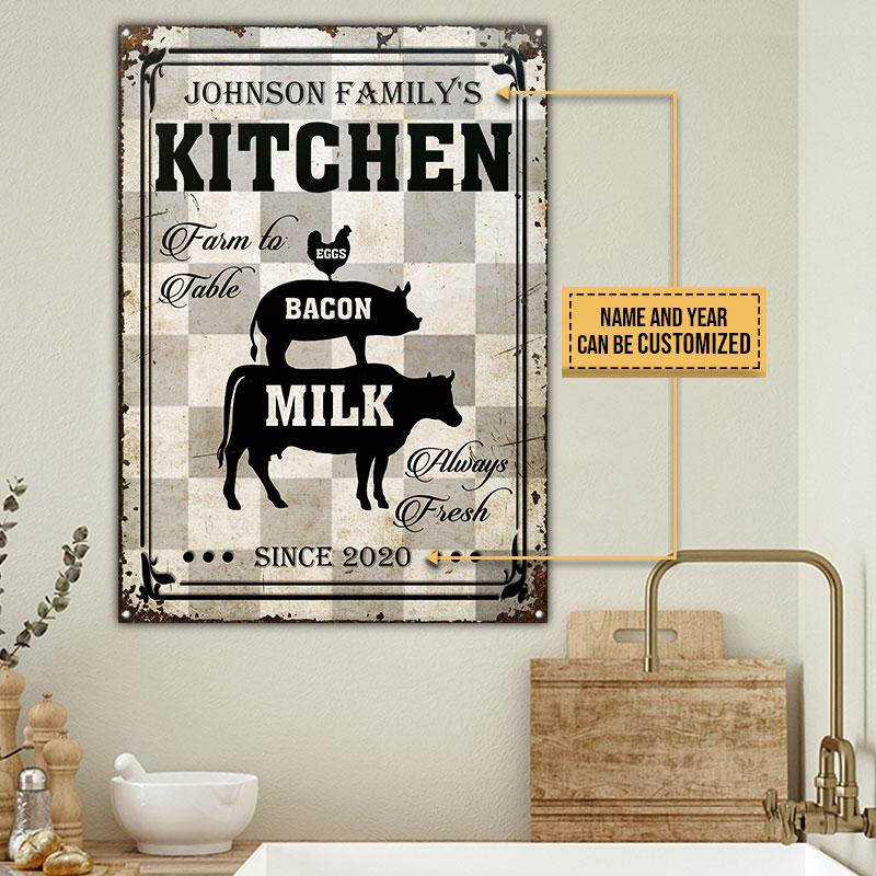 Personalized-Farmhouse-Kitchen-Farm-To-Table-Custom-Classic-Metal-Signs Personalized Farmhouse Kitchen Farm To Table Custom Classic Metal Signs