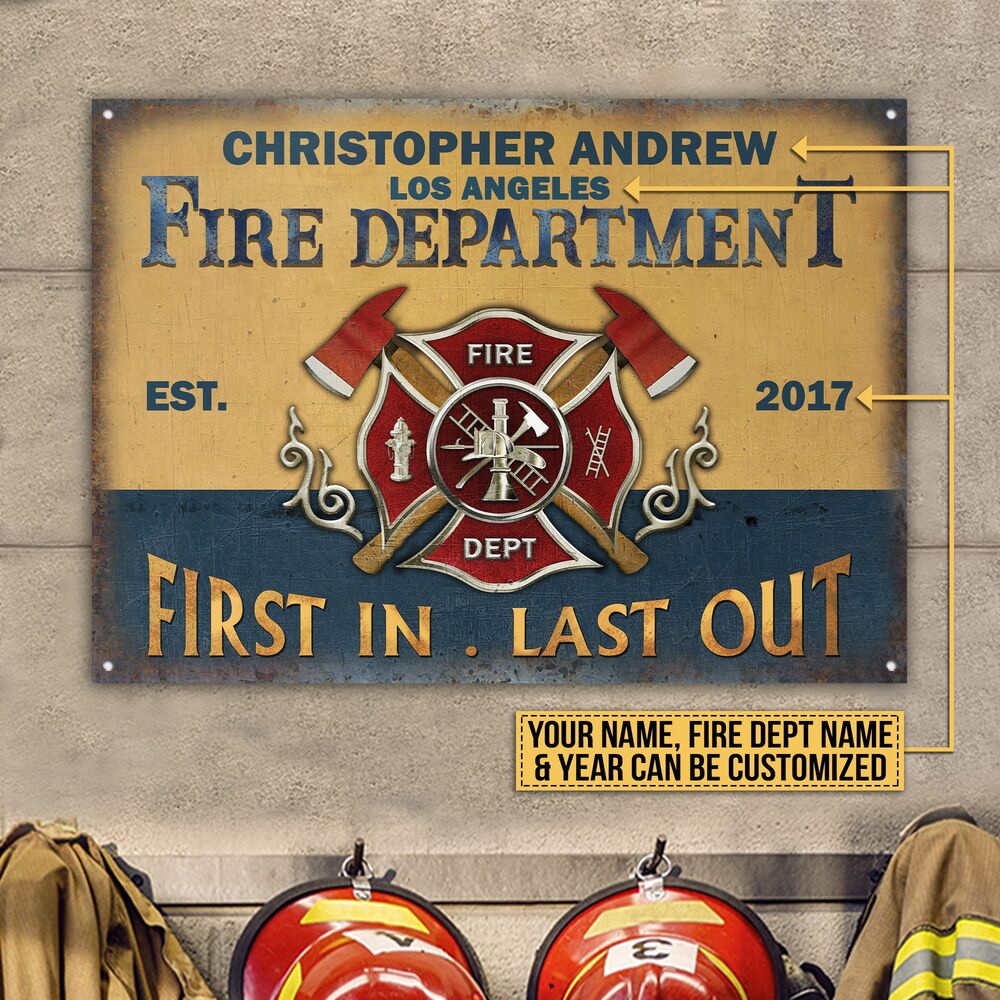 Personalized Firefighter Fire Department Customized Classic Metal Signs