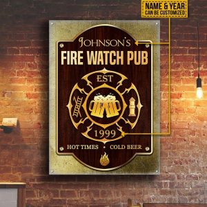 Personalized Firefighter Fire Watch Pub Gold Custom Classic Metal Signs