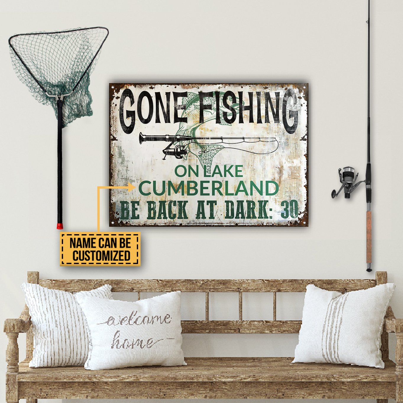 Personalized Fishing Be Back At Dark Customized Classic Metal Signs