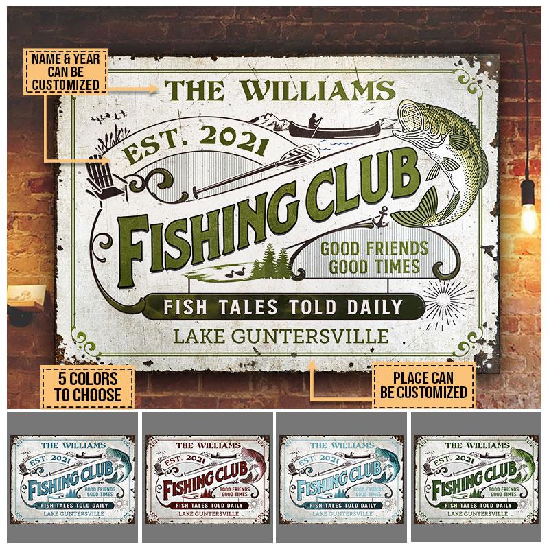 Personalized Fishing Club Color Custom Classic Metal Signs