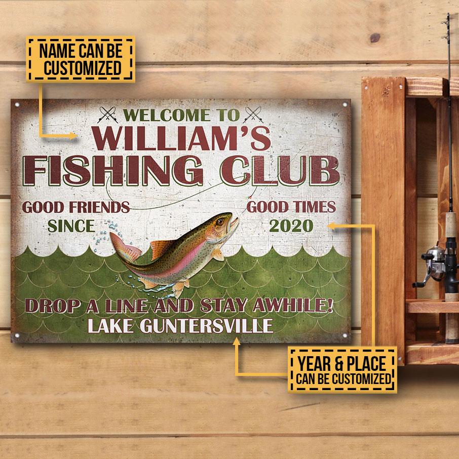 Personalized Fishing Club Drop A Line Custom Classic Metal Signs