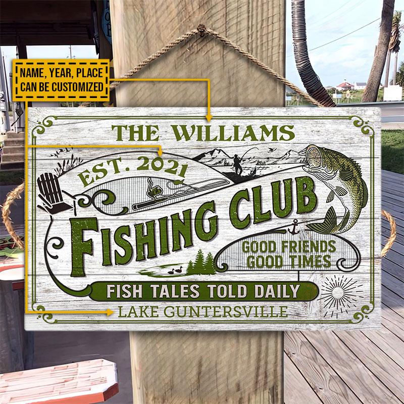Personalized Fishing Fish Tales Told Daily Custom Wood Rectangle Sign