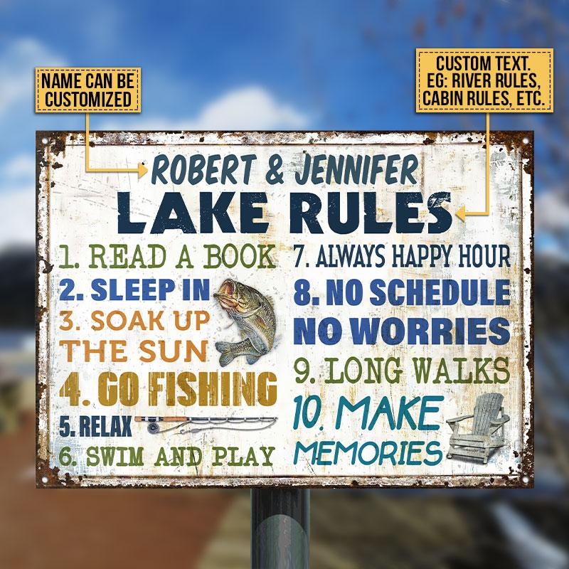 Personalized Fishing Go 10 Rules Customized Classic Metal Signs