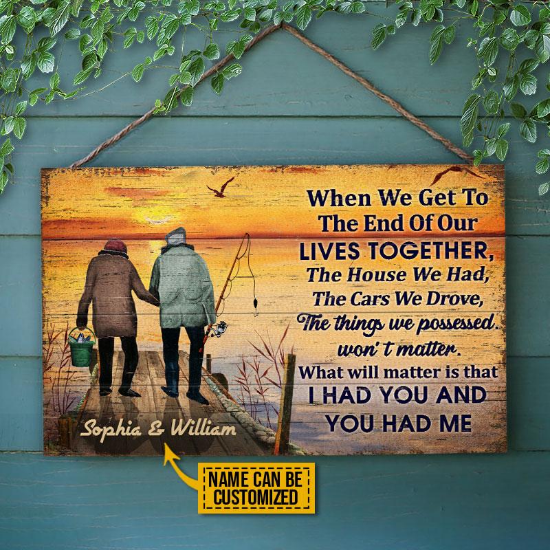 Personalized Fishing Old Couple Art When We Get Customized Wood Rectangle Sign