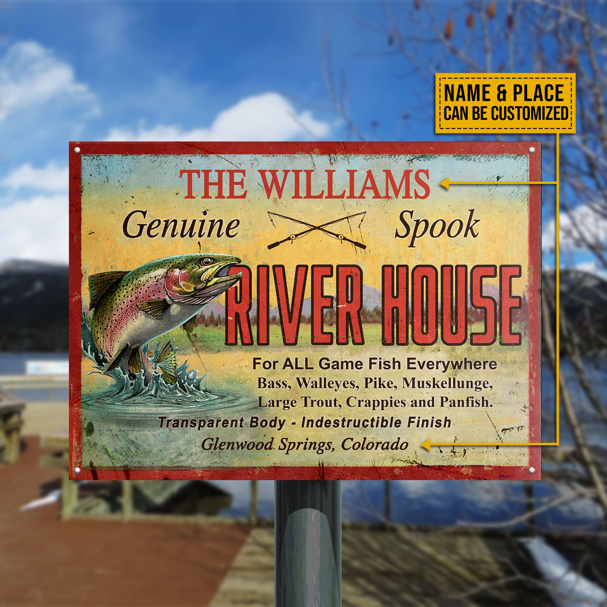 Personalized Fishing River For All Customized Classic Metal Signs