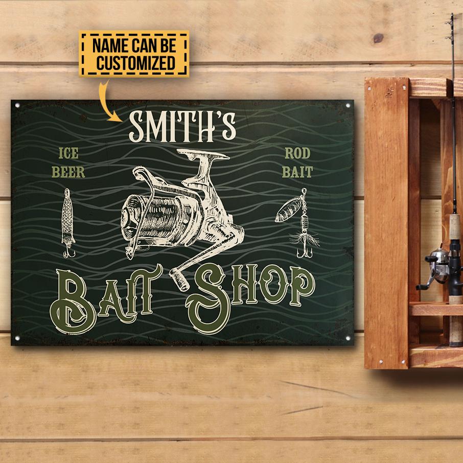 Personalized Fishing Rod Bait Shop Customized Classic Metal Signs