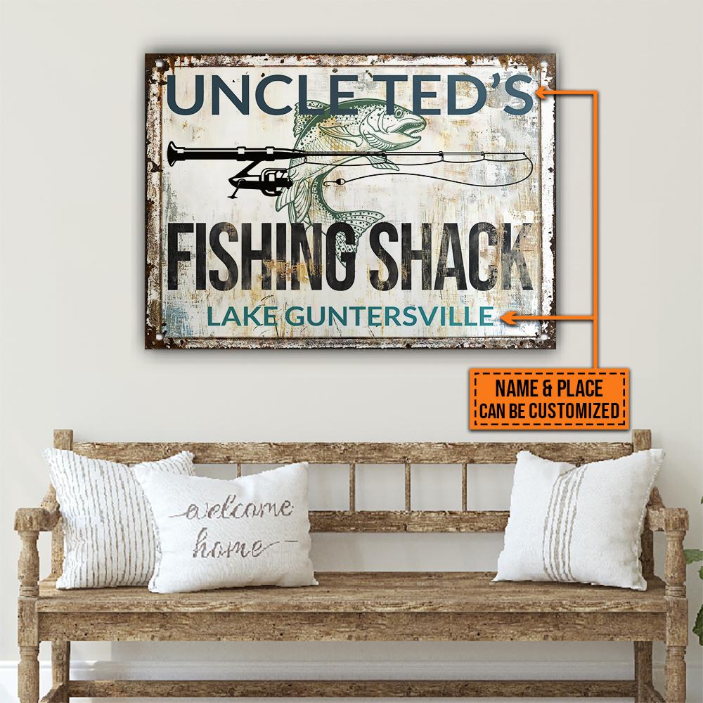 Personalized Fishing Shack Customized Classic Metal Signs