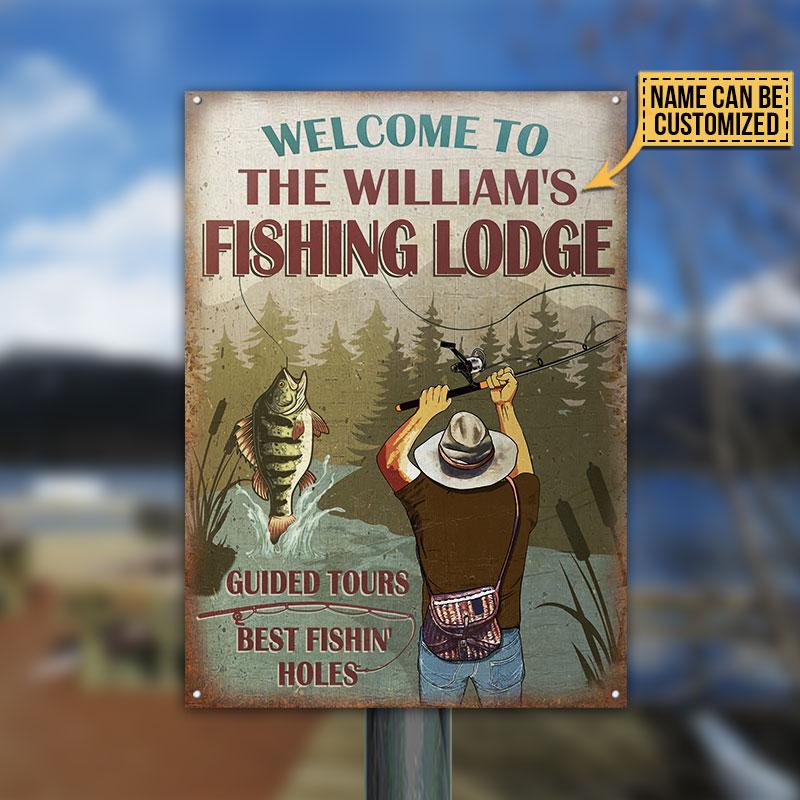 Personalized Fising Lodge Best Fishin' Holes Customized Classic Metal Signs