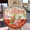 Personalized Flamingo Lounge The Best Drinks Customized Wood Circle Sign