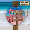 Personalized Flamingo Paradise Customized Wood Circle Sign