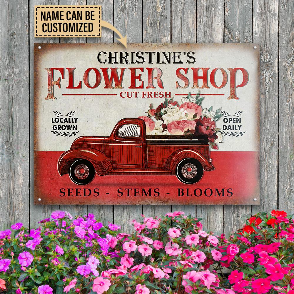 Personalized Floristry Flower Shop Locally Grown Customized Classic Metal Signs