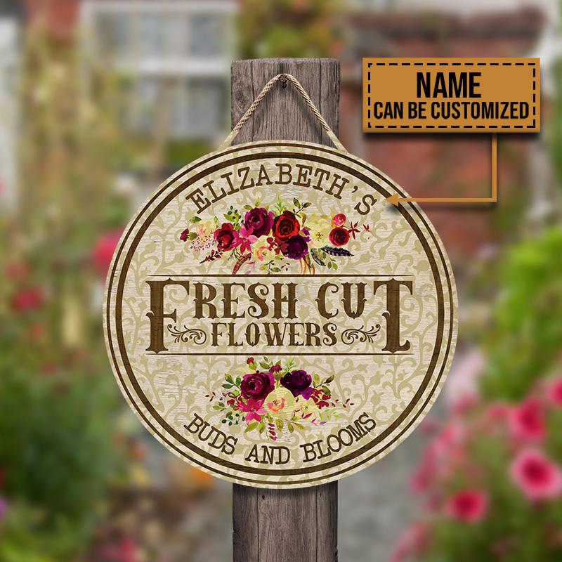 Personalized Floristry Fresh Cut Flowers Customized Wood Circle Sign