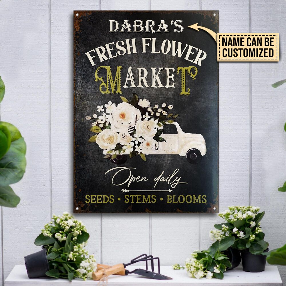 Personalized Floristry Fresh Flower Market Open Customized Classic Metal Signs